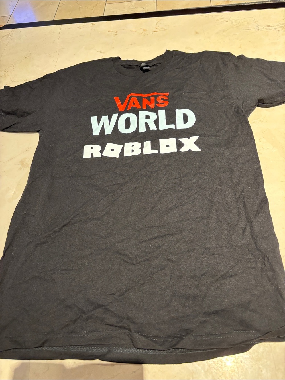 Vans Black 'WORLD ROBLOX' Graphic Tee with Red Logo